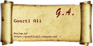 Gosztl Ali névjegykártya
